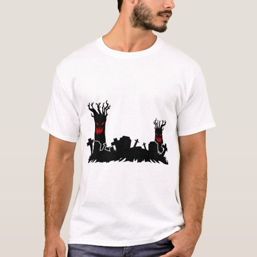 Halloween-Friedhof T-Shirt (Vorderseite)