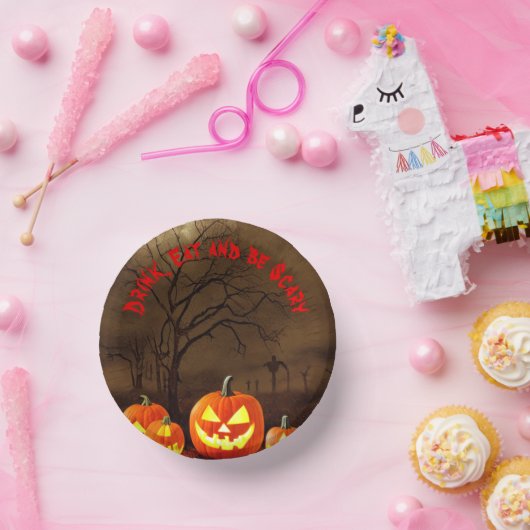 Halloween Friedhof trinken Essen und Beängstigend Pappteller (Party)