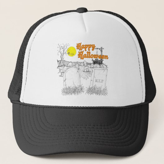 halloween Friedhof Truckerkappe (Vorderseite)