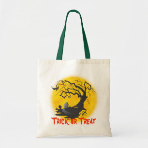 Halloween-Friedhof und die Mondtasche Tragetasche