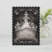 Halloween-Friedhofs-Liebe-Rosa-Blumenhochzeit Einladung (Stehend Vorderseite)