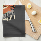 Halloween-Friedhofs-Schreck Geschirrtuch (Viertel Falte)