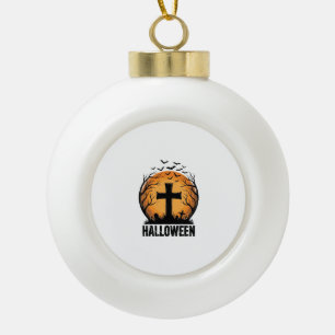 Halloween-Friedhofsfledermäuse Vintage-Mond-Shirt- Keramik Kugel-Ornament