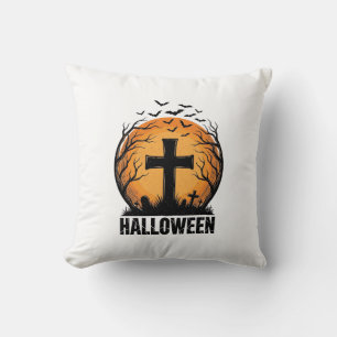 Halloween-Friedhofsfledermäuse Vintage-Mond-Shirt- Kissen