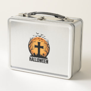 Halloween-Friedhofsfledermäuse Vintage-Mond-Shirt- Metall Brotdose