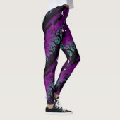 Halloween Friedhofslandschaft lila und Aqua Leggings (Rechts)