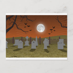Halloween: Friedhofszene: Postkarte