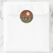 Halloween: Friedhofszene: Runder Aufkleber (Tasche)
