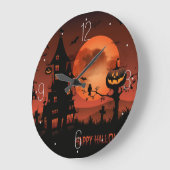 Halloween Friedhofszenen Kürbisbattentaummond Große Wanduhr (Winkel)