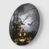Halloween Friedhofszenen Kürbishaus Spuk Große Wanduhr (Winkel)