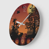 Halloween Friedhofszenen Kürbisins Fledermaus Große Wanduhr (Winkel)