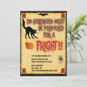 Halloween Fright Night Einladung (Stehend Vorderseite)
