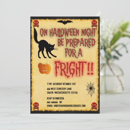 Halloween Fright Night Einladung (Stehend Vorderseite)