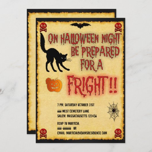 Halloween Fright Night Einladung (Vorne/Hinten)