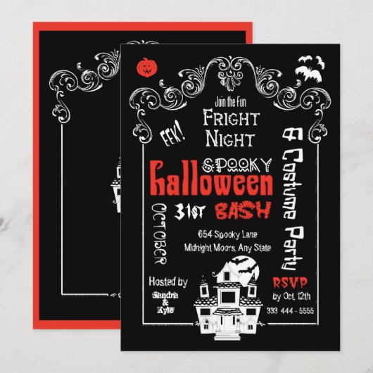 Halloween Fright Night Einladungen (Vorne/Hinten)