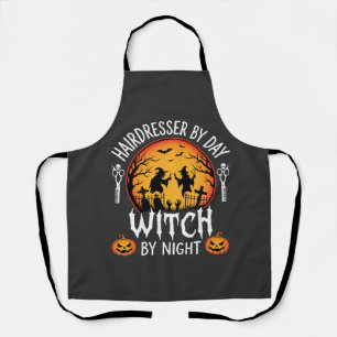Halloween-Friseur bei Tag, Hexe bei Nacht Schürze