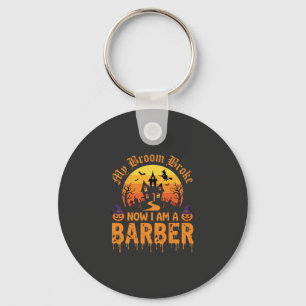 Halloween-Friseur-Hexe-Besen-Zerbrochenes Spukhaus Schlüsselanhänger