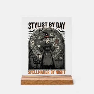 Halloween-Friseur Hexe Vintage-Salon Magie De Acrylschild