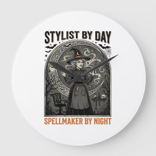 Halloween-Friseur Hexe Vintage-Salon Magie De Große Wanduhr