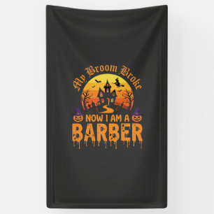 Halloween Friseur Hexen Besen Zerbrochen Spukhaus  Banner