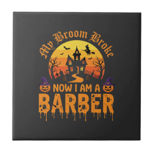Halloween Friseur Hexen Besen Zerbrochen Spukhaus  Fliese