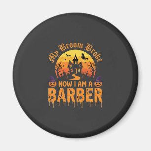 Halloween Friseur Hexen Besen Zerbrochen Spukhaus  Magnet
