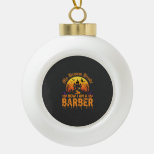 Halloween Friseur Hexenbesen Zerbrochenes Spukhaus Keramik Kugel-Ornament