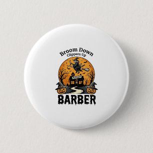 Halloween-Friseur-Shirt Witchy Heimgesucht Salon P Button