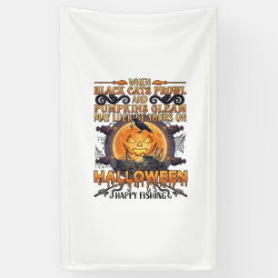 Halloween Frohe Fischerei Schwarze Katzen Kürbisse Banner