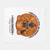 Halloween Froher Lehrer Schwarze Katze Hexenhut Kü Fleecedecke (Vorderseite (Horizontal))