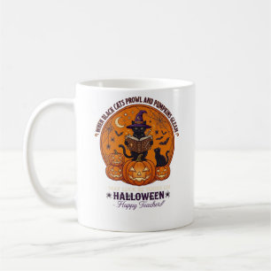 Halloween Froher Lehrer Schwarze Katze Hexenhut Kü Kaffeetasse