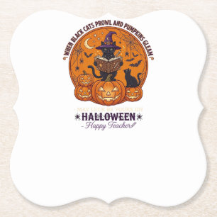 Halloween Froher Lehrer Schwarze Katze Hexenhut Kü Untersetzer