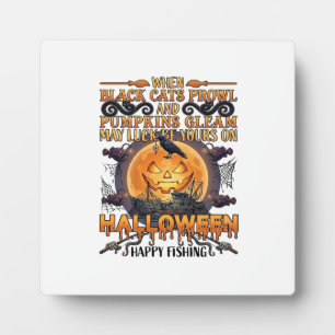 Halloween Fröhliches Fischen Schwarze Katzen Kürbi Fotoplatte