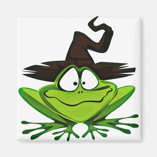 Halloween Frosch in Hexenhut Magnet (Vorne)
