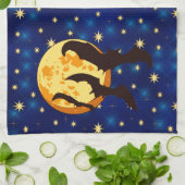 Halloween Full Moon Bats Night Sky Geschirrtuch (Gefaltet)