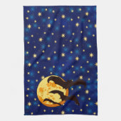 Halloween Full Moon Bats Night Sky Geschirrtuch (Vertikal)