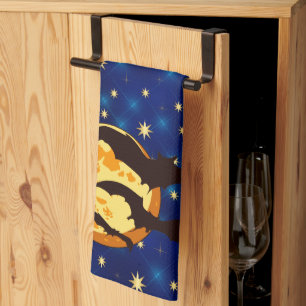 Halloween Full Moon Bats Night Sky Geschirrtuch