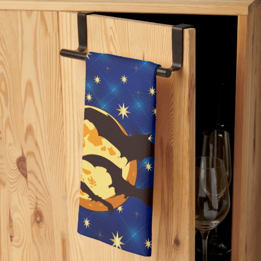 Halloween Full Moon Bats Night Sky Geschirrtuch (Drittel gefaltet)