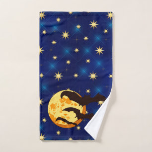 Halloween Full Moon Bats Night Sky Handtuch