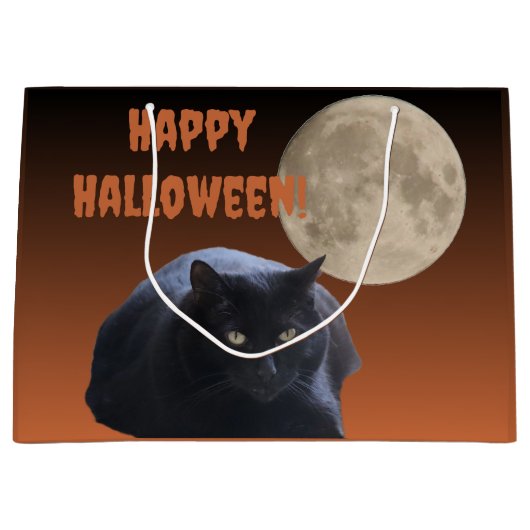 Halloween Full Moon Black Cat Große Geschenktüte (Vorderseite)