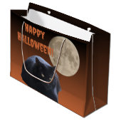 Halloween Full Moon Black Cat Große Geschenktüte (Vorderseite Schrägansicht)