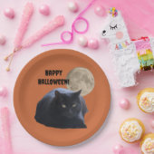 Halloween Full Moon Black Cat Pappteller (Party)
