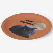 Halloween Full Moon Black Cat Pappteller (Schrägansicht)