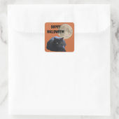 Halloween Full Moon Black Cat Quadratischer Aufkleber (Tasche)
