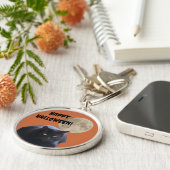 Halloween Full Moon Black Cat Schlüsselanhänger (Seite)