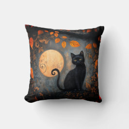Halloween Full Moon Black Cat Verzierter Herbst Kissen
