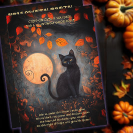 Halloween Full Moon Black Cat Verziertes Adult Par Einladung