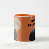Halloween Full Moon Black Cat Zweifarbige Tasse (Mittel)