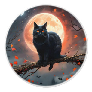 Halloween Full Moon Cat, Keramikknauf