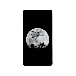 Halloween Full Moon Friedhof Graveyard Spooky Bats Adressaufkleber